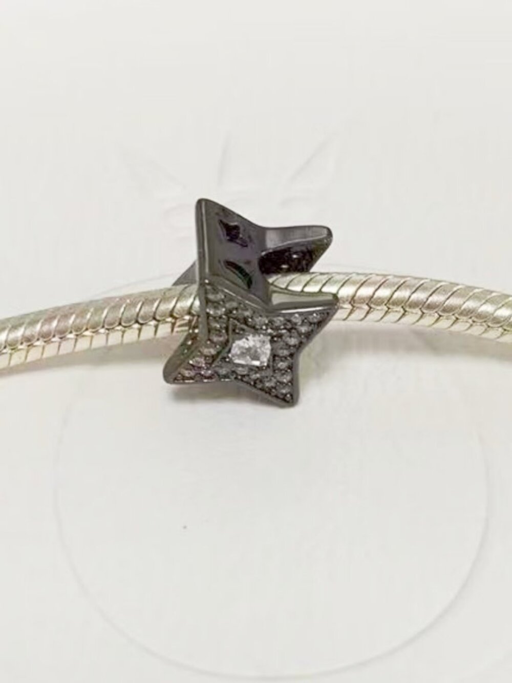 Pandora Sparkling diamond Black Star Charm with Pendant